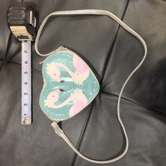 🦩Angel's heart shape flamingo glitter girls handbag❤️ - Picture 3 of 4